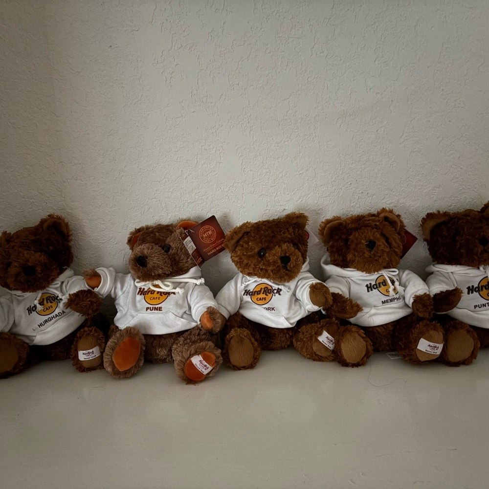 Hard Rock Cafe Brown Teddy Bears with White Shirts